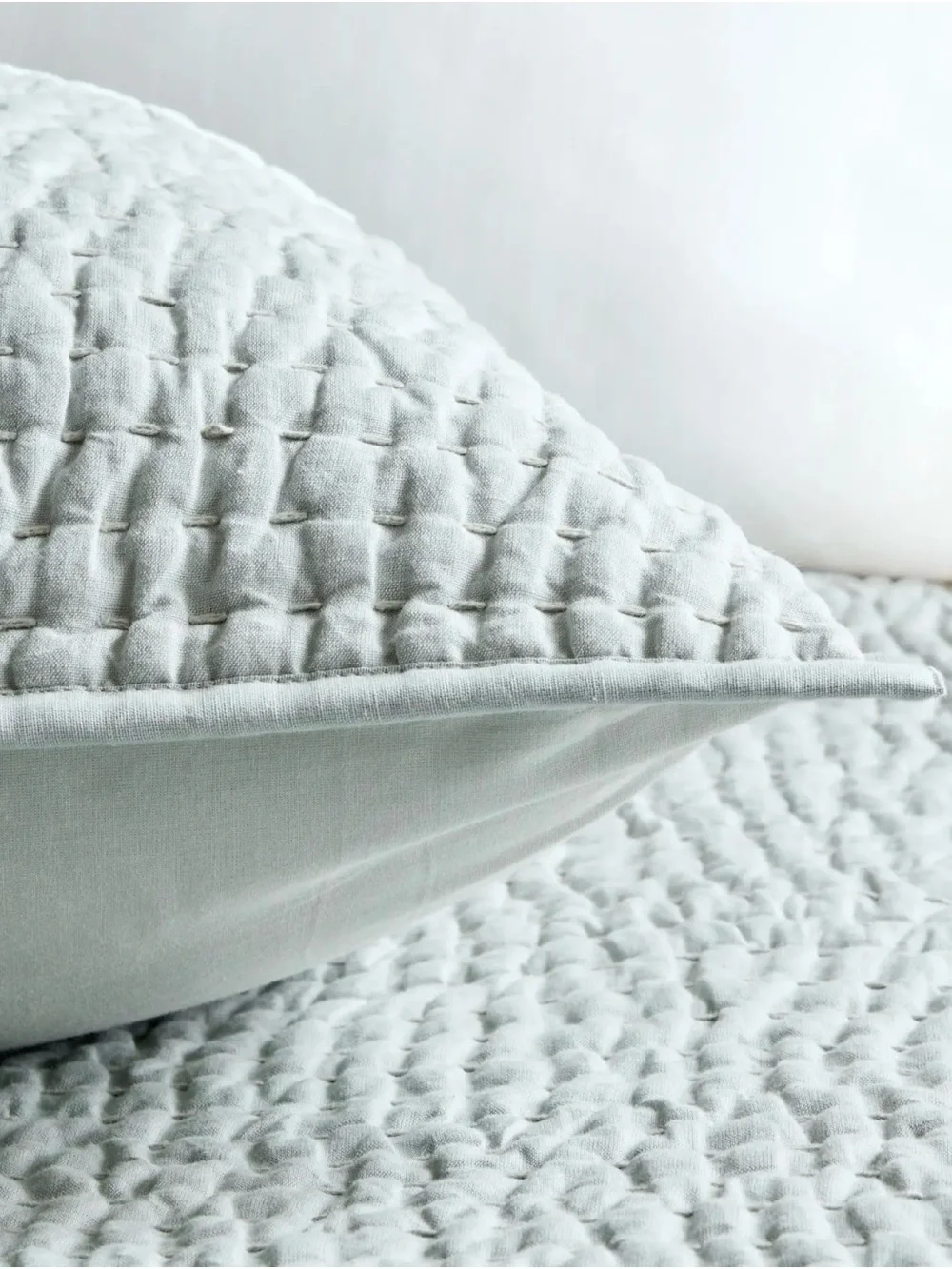 Quince Linen and Cotton Euro Pillow Sham Set in Mist - Retail $70